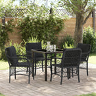 Tuinset poly rattan zwart 4 stoelen 1 tafel