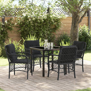 Tuinset poly rattan zwart 4 stoelen 1 tafel
