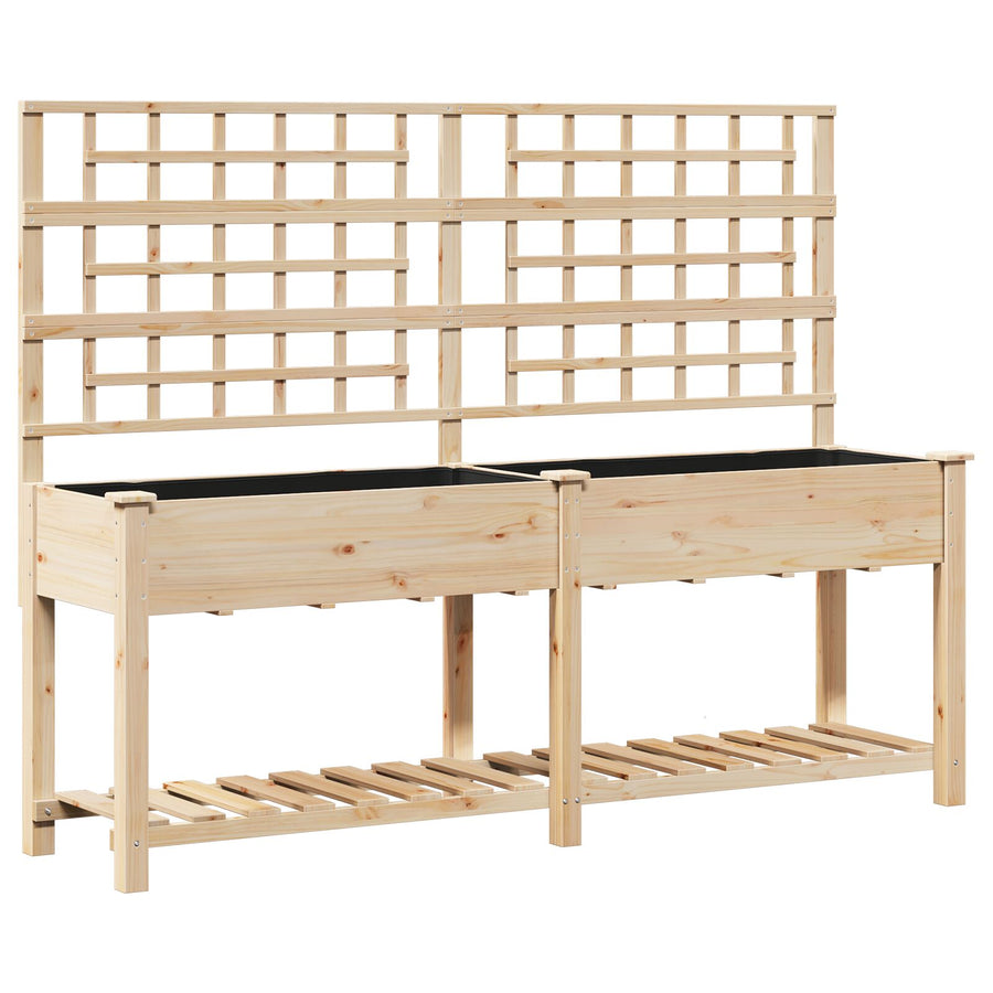 Tuinplantbak Met Trellis & Plank 203X53X152 Cm Massief Vurenhout 203.5 x 54 x 152.5 cm