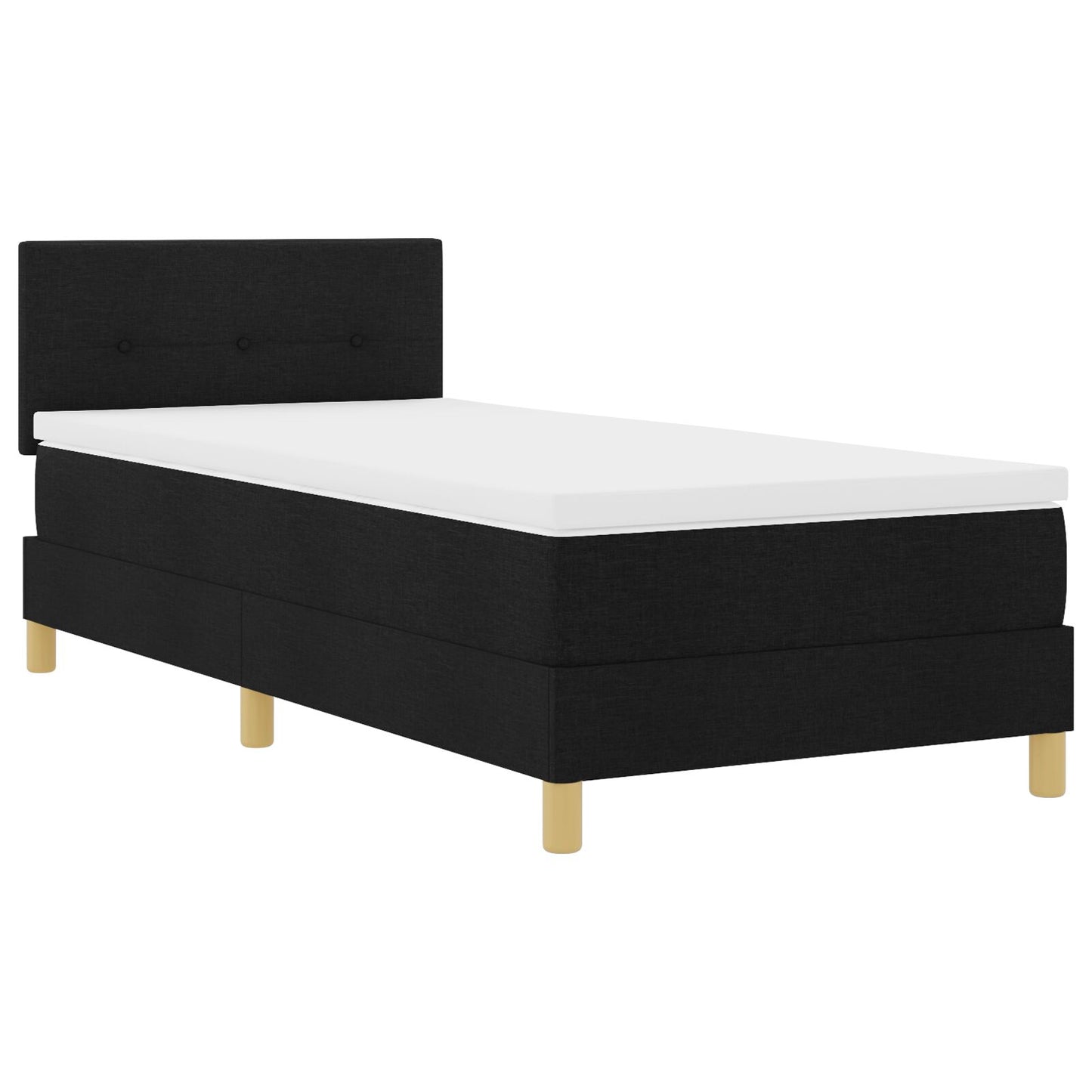 Boxspring Bed Met Matras Stof Zwart 80 x 200 cm Knoopgestikt