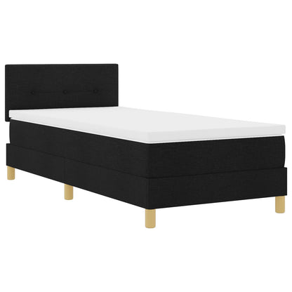 Boxspring Bed Met Matras Stof Zwart 80 x 200 cm Knoopgestikt