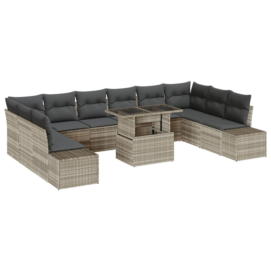 Tuinsofa Set Set Van 11 (Beige En Grijs) Rattan En Polyester