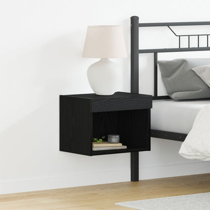 Wandkast Met Led-Verlichting Zwart Eik 40X30X30 Cm