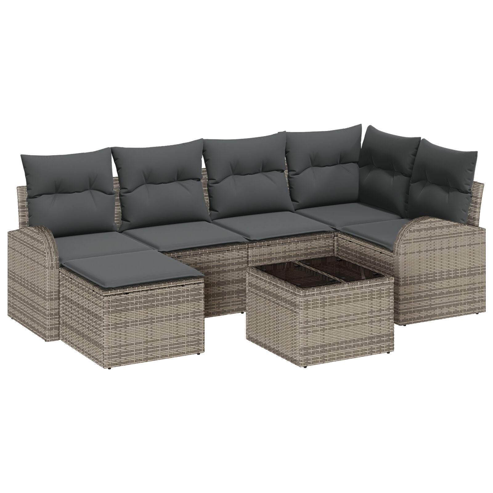 6-Delige Tuin Sofa Set Met Kussens Zwart Poly Rattan