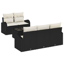 6-Delige Tuin Sofa Set Met Kussens Zwart Poly Rattan