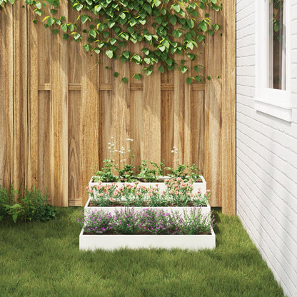 Tuin Plantenbak 3-Laags Te Staal 90 x 90 x 35 cm Wit