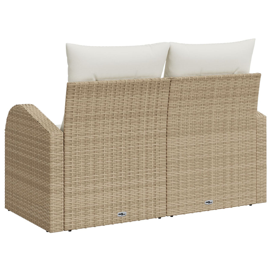 2-Zits Tuinbank & Kussens Poly Rattan Beige en crème met opbergruimte