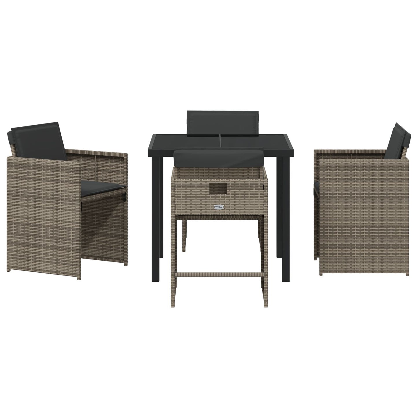 5-Delig Tuin Eet Set Met Kussens Grijze Poly Rattan