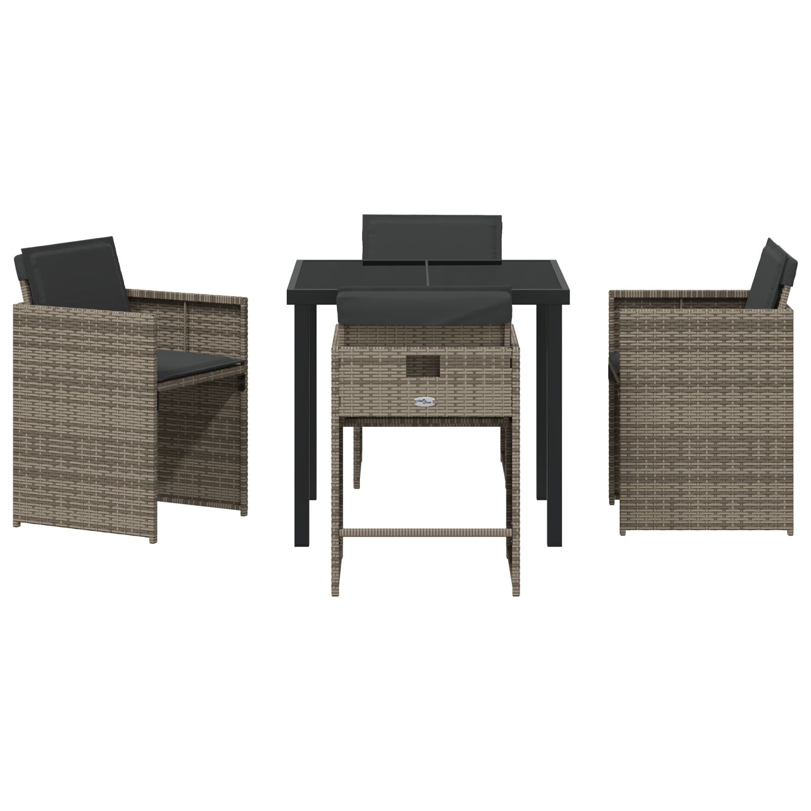5-Delig Tuin Eet Set Met Kussens Grijze Poly Rattan