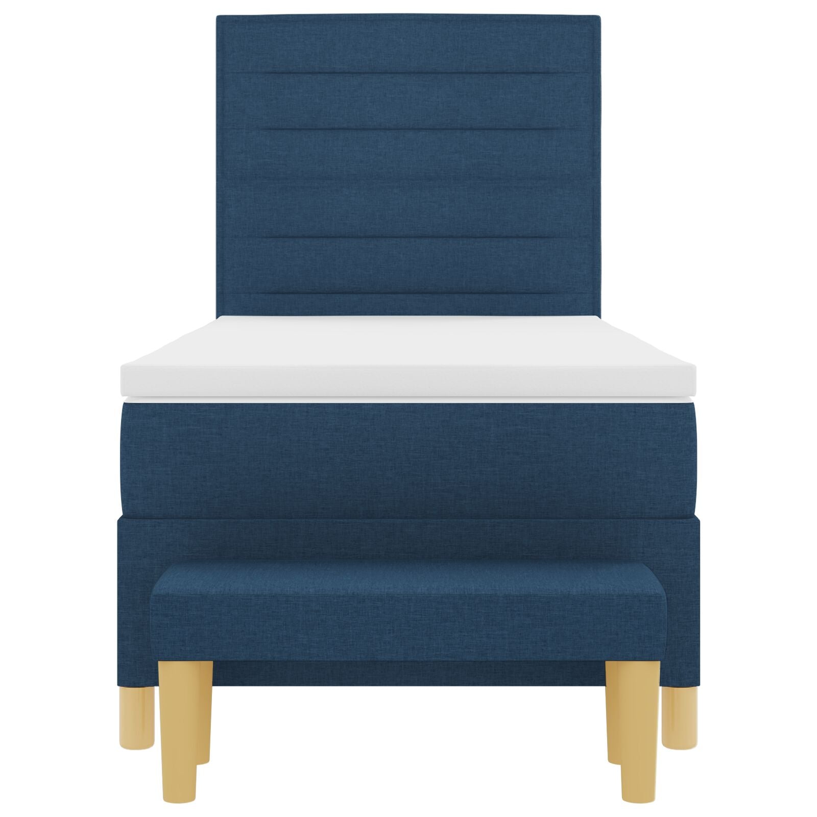 Bedframe Met Matras Set Van 2 Stof Bedframe Blauw 90 x 190 cm Lijnen ontwerp