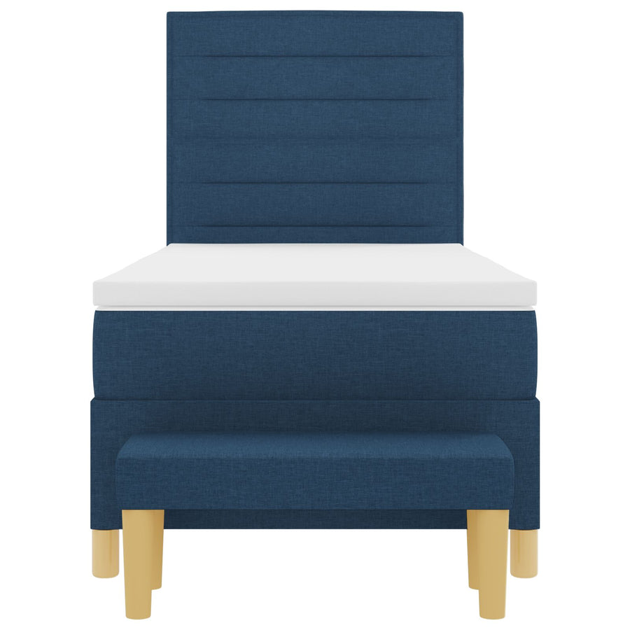 Bedframe Met Matras Set Van 2 Stof Bedframe Blauw 90 x 190 cm Lijnen ontwerp