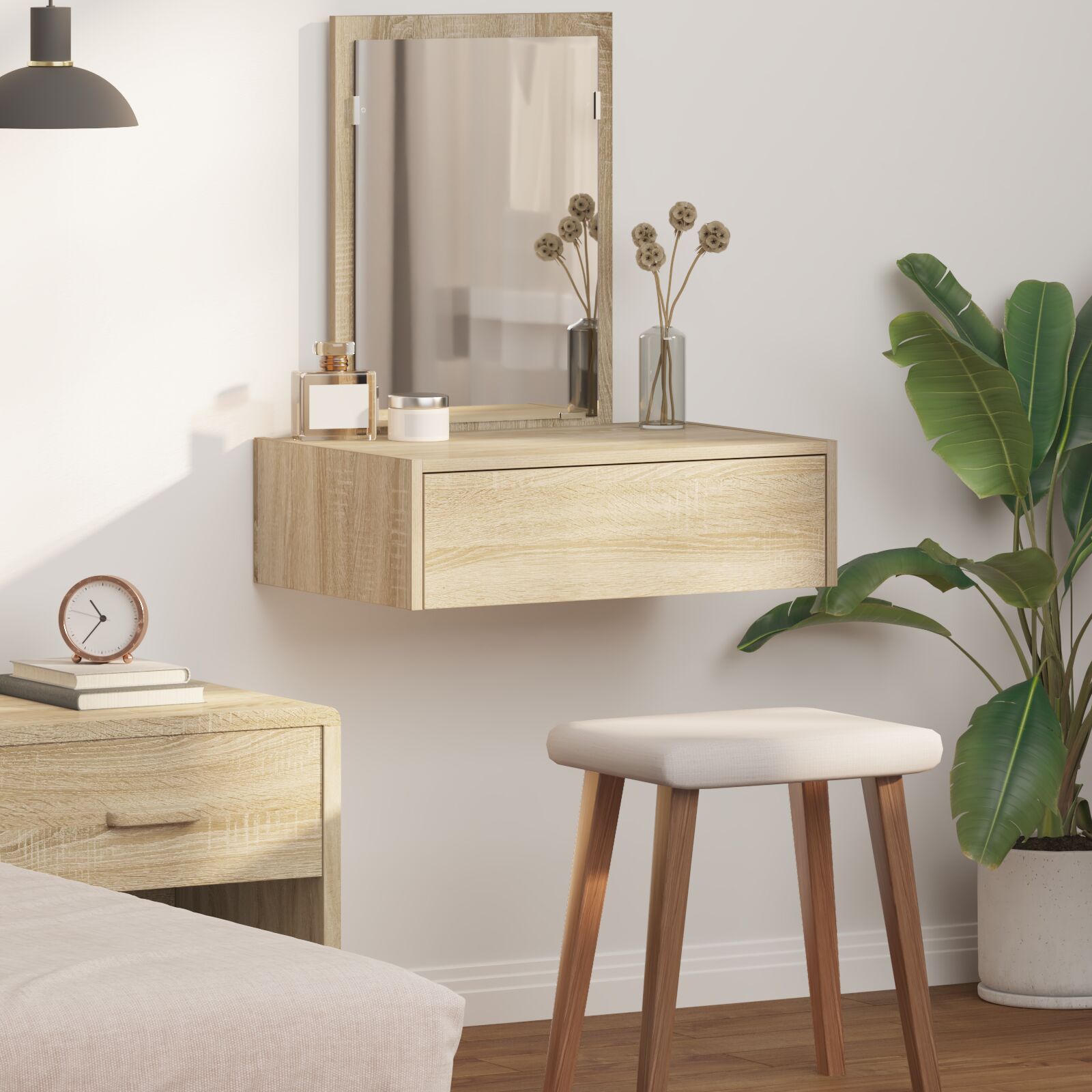 Wandgemonteerde Kaptafel 60 x 40 x 70 cm Sonoma eiken zonder LED