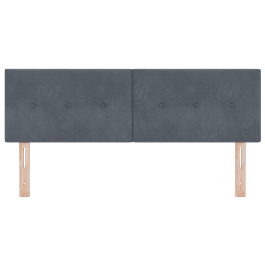 Hoofdsteun Knop Tufted Fluwel Donkergrijs 140 cm Laag hoofdbord