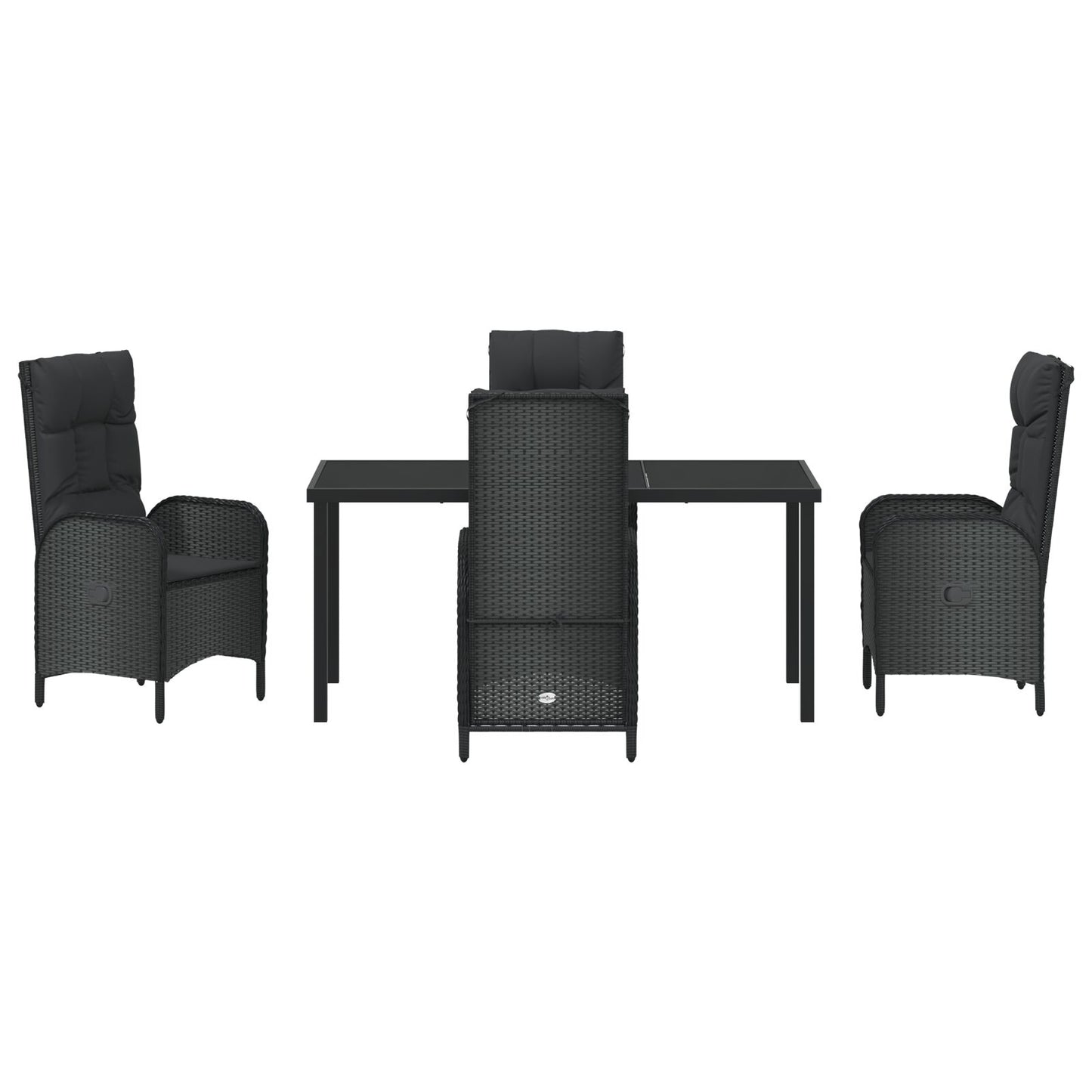 5-Delige Tuin Eetset Zwart Poly Rattan