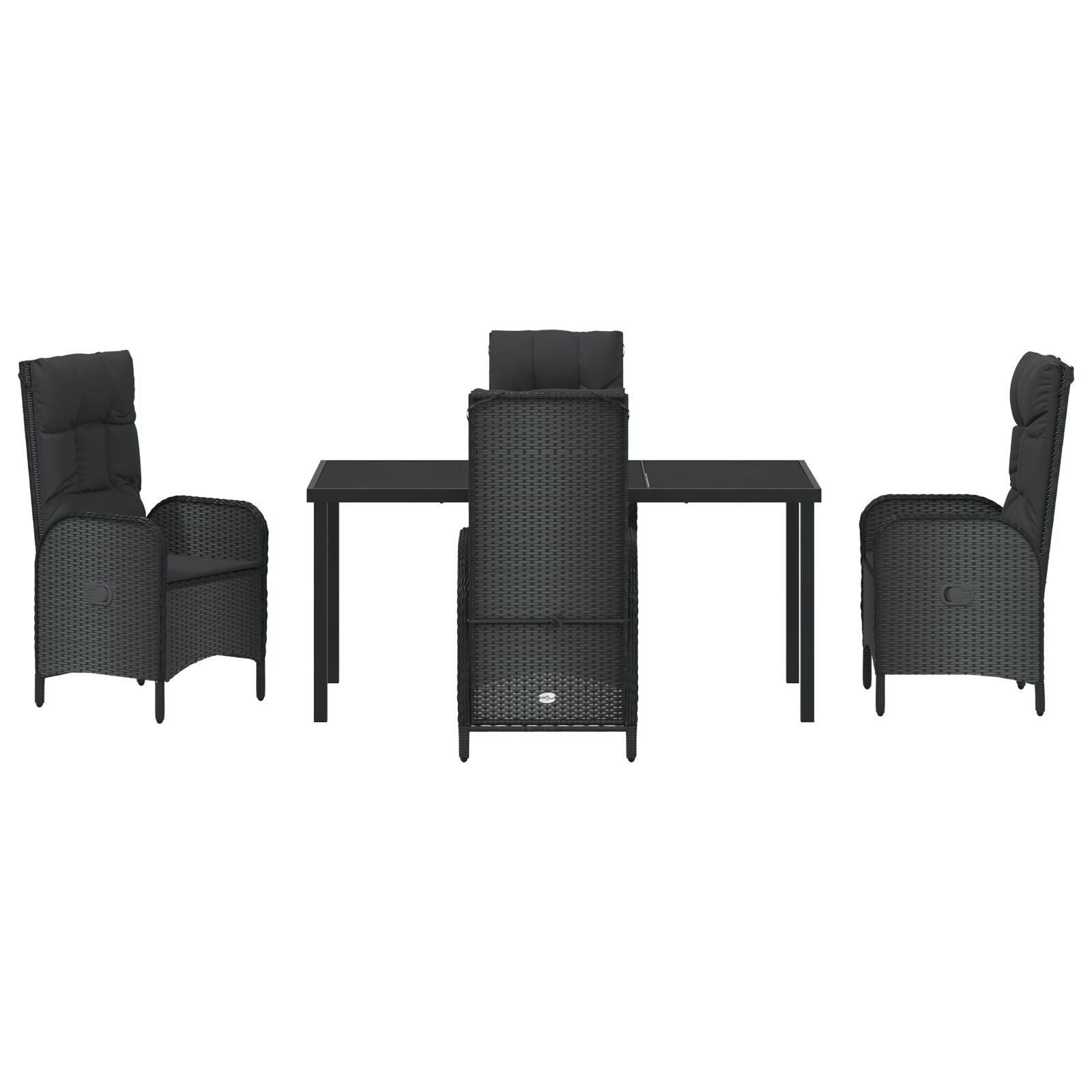 5-Delige Tuin Eetset Zwart Poly Rattan