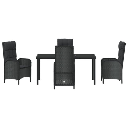5-Delige Tuin Eetset Zwart Poly Rattan