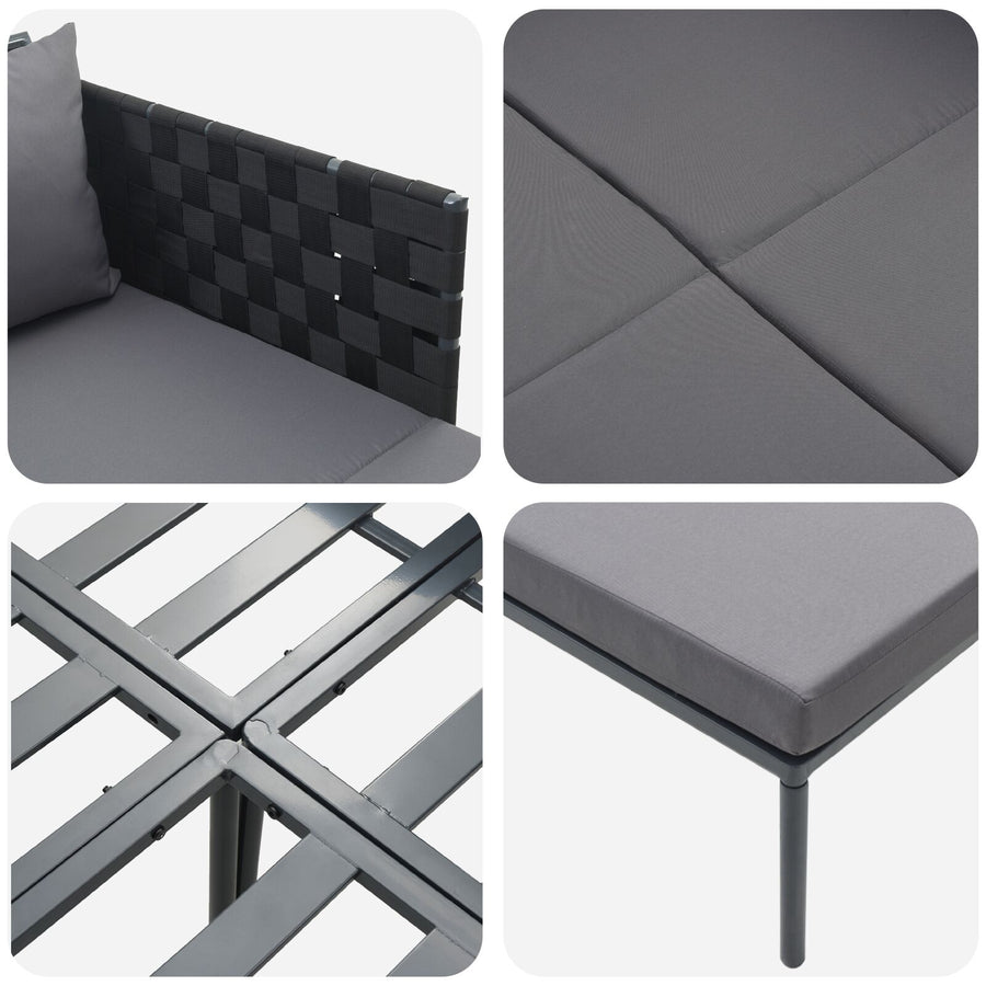 Zonnebed Met Kussens Voor 2 Personen Antraciet 115X153X69,5 Cm Staal Donkergrijs
