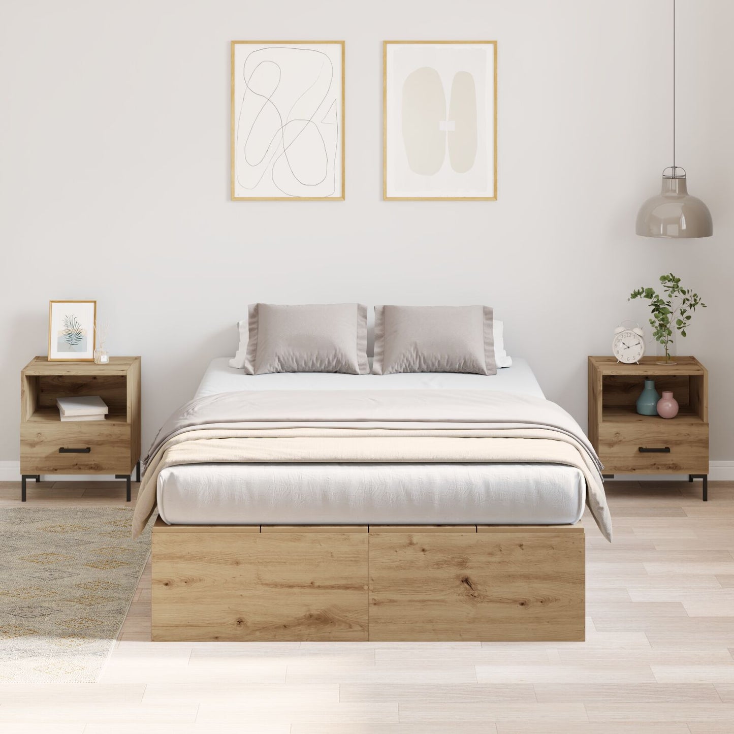 Opbergbedframe Artisan Eiken Massief Eiken 120 x 190 cm