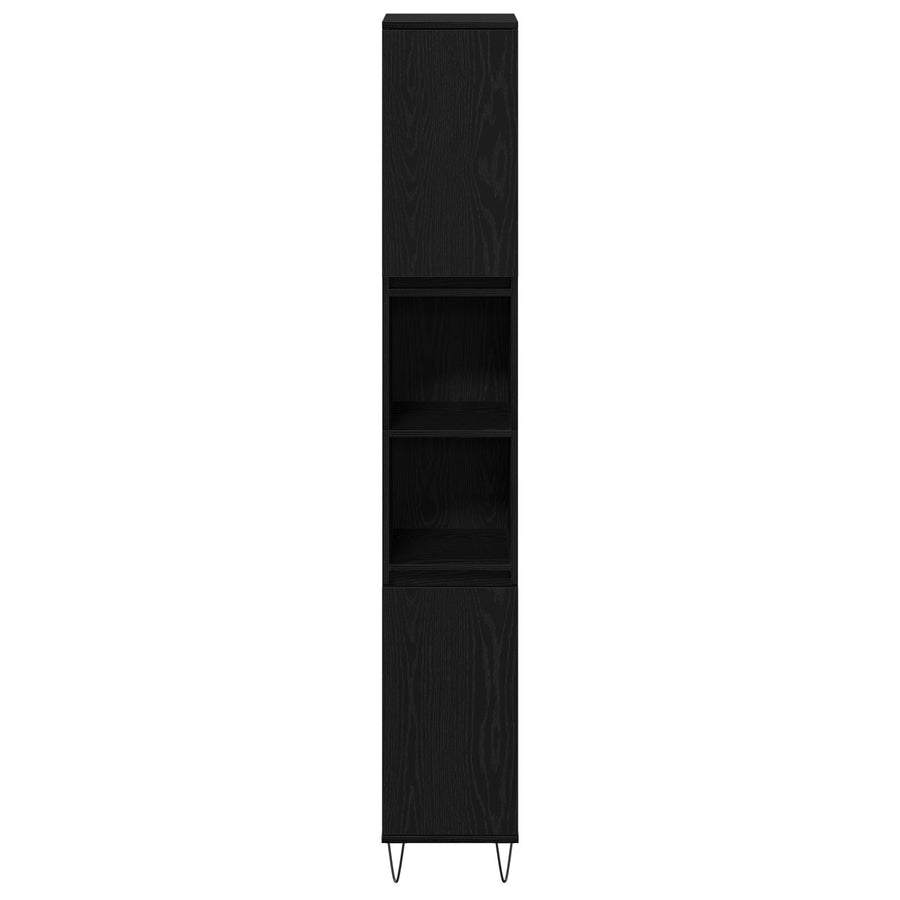 Badkamerkast 30X30X190 Cm Geengineerd Hout Zwart eiken