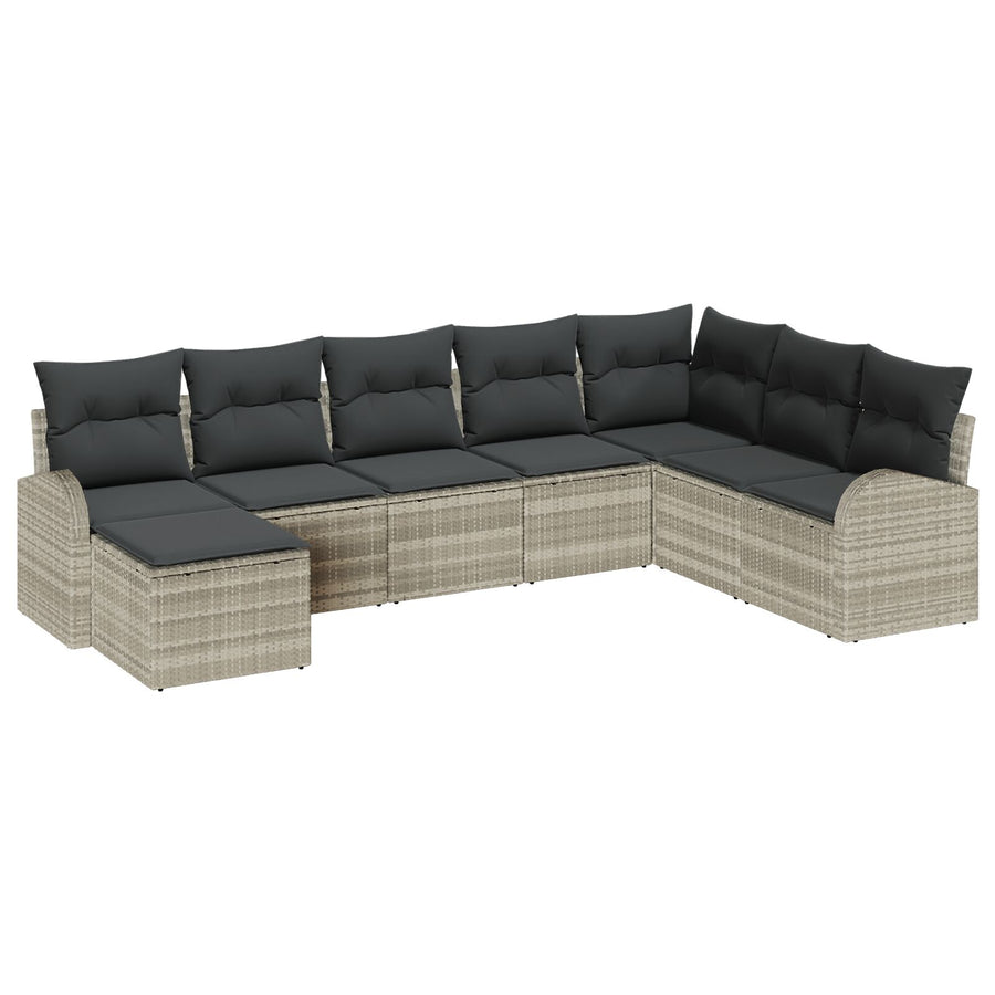 8-Delige Tuinsofa Set Met Kussens Lichtgrijs Poly Rattan