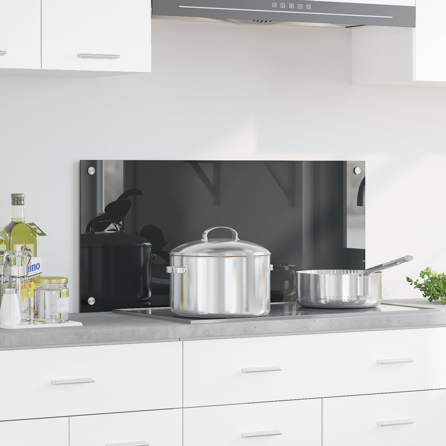 Keuken Achterwand 90X40X0,6 Cm Gehard Glas Donkergrijs 90 x 40 cm