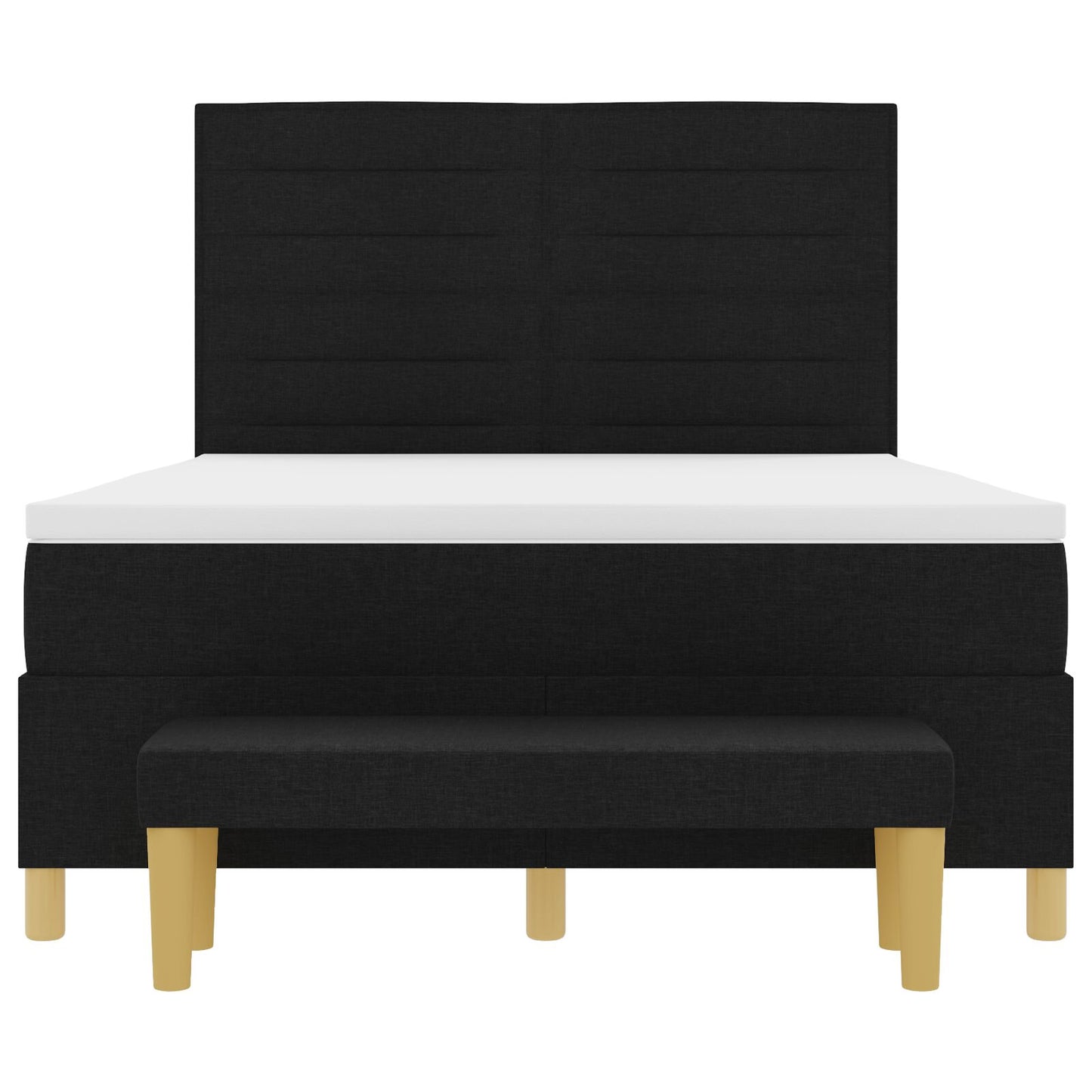 Boxspring Bed Met Matras En Bank Stof Zwart 140 x 200 cm Lijnen ontwerp