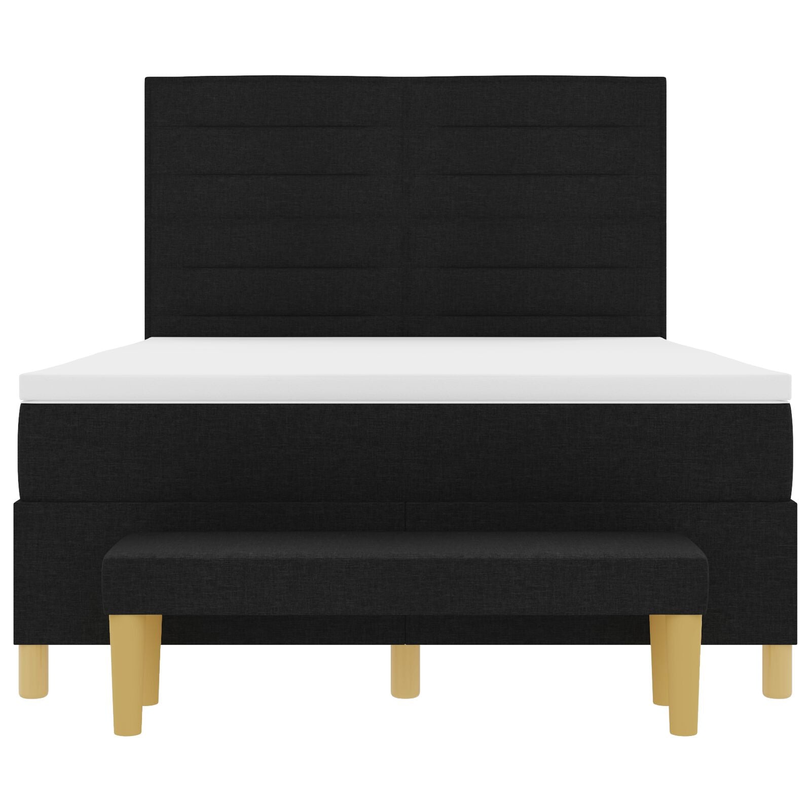 Boxspring Bed Met Matras En Bank Stof Zwart 140 x 200 cm Lijnen ontwerp