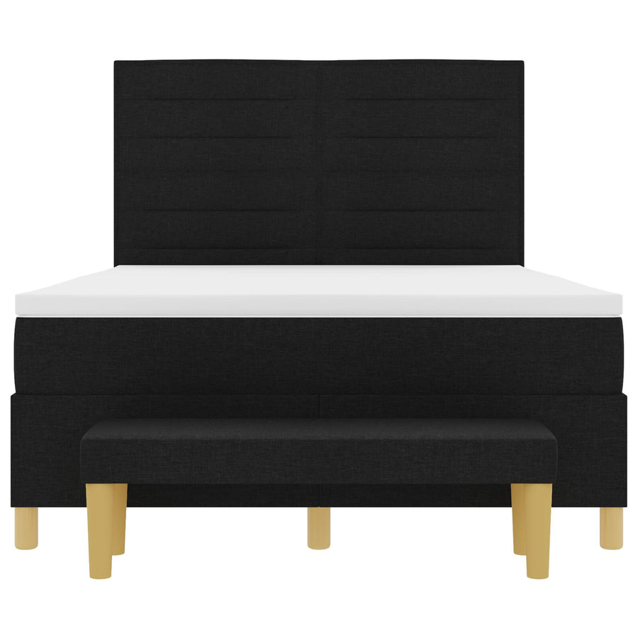 Boxspring Bed Met Matras En Bank Stof Zwart 140 x 200 cm Lijnen ontwerp