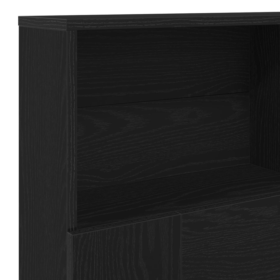 Hoofdbord Kast In Zwart Eiken - 160X19X103,5 Cm Gemaakt Van Gerecycled Hout
