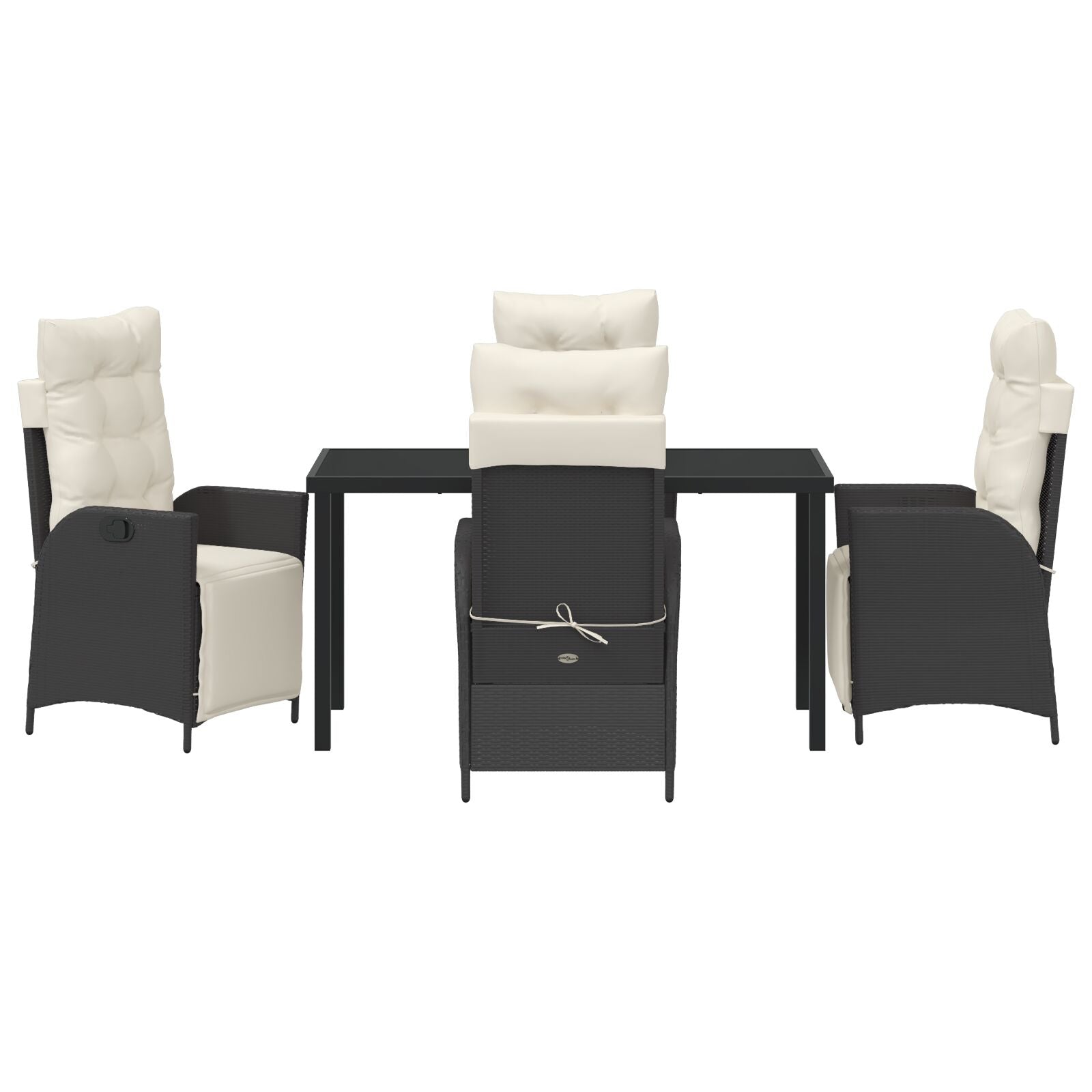5-Delige Tuin Eetset Zwart Poly Rattan