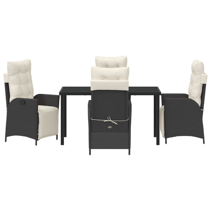 5-Delige Tuin Eetset Zwart Poly Rattan