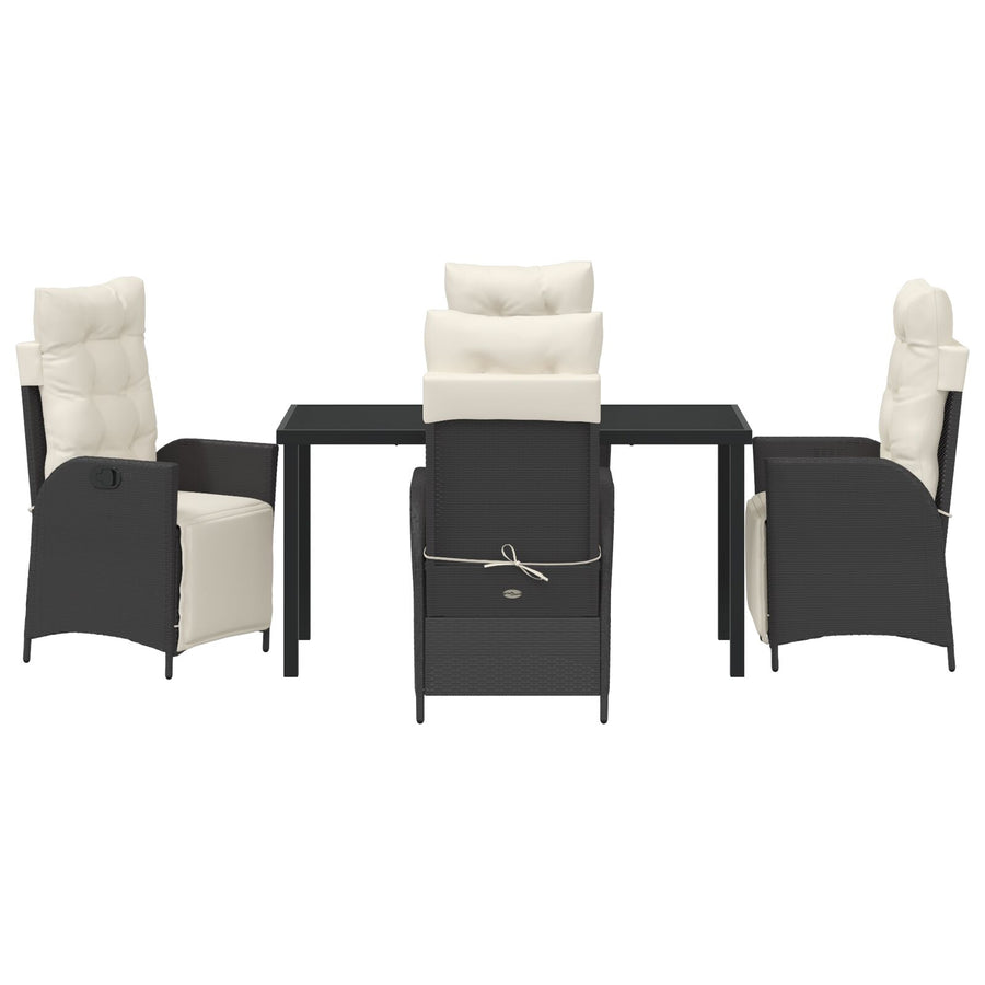 5-Delige Tuin Eetset Zwart Poly Rattan