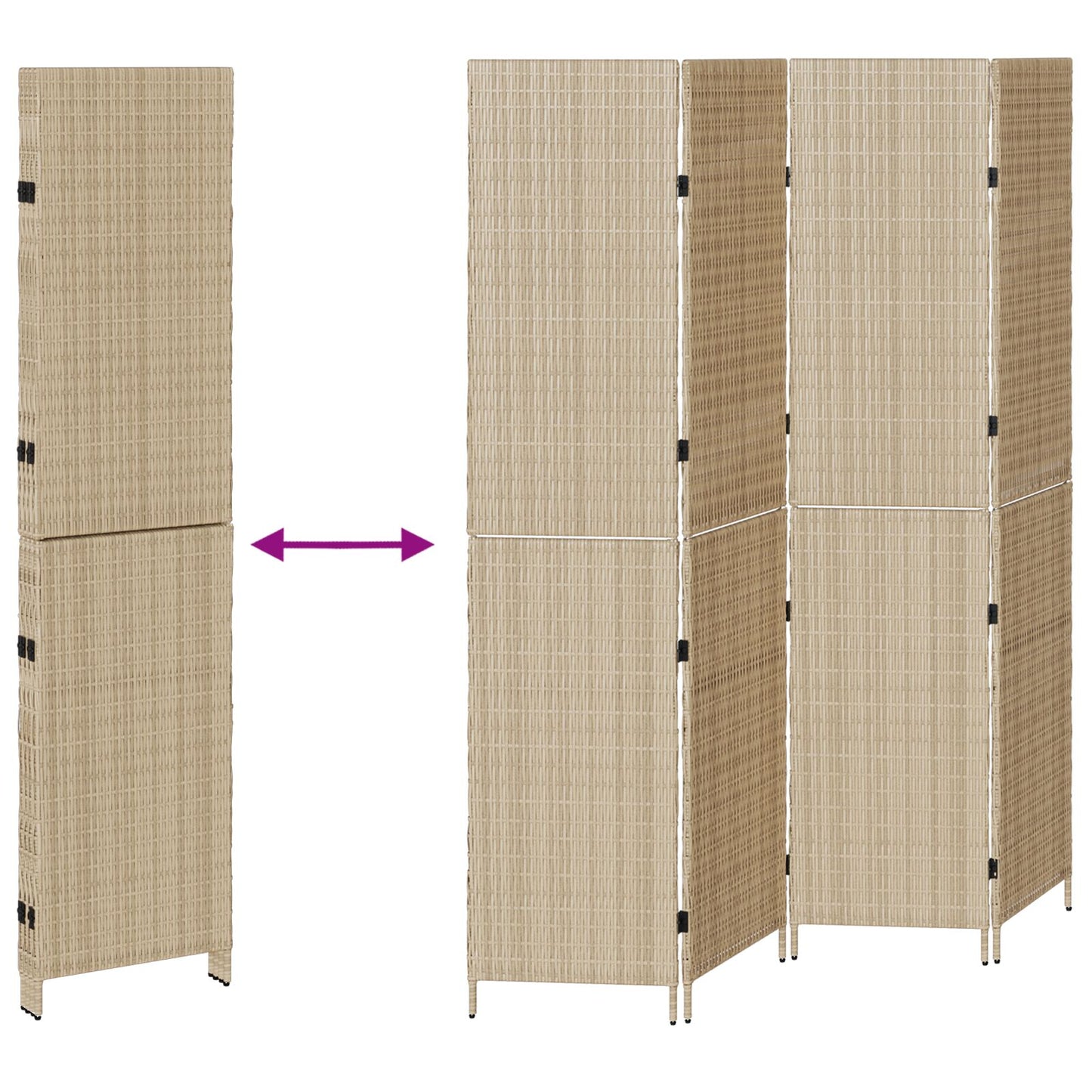 Room Dividers Hout, Stof , Hoog Opvouwbaar 200 cm Beige 4 panelen