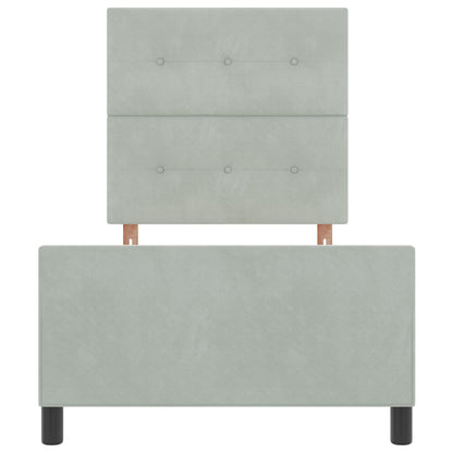 Bed Frame Lichtgrijs 90X200 Cm Velours Crème