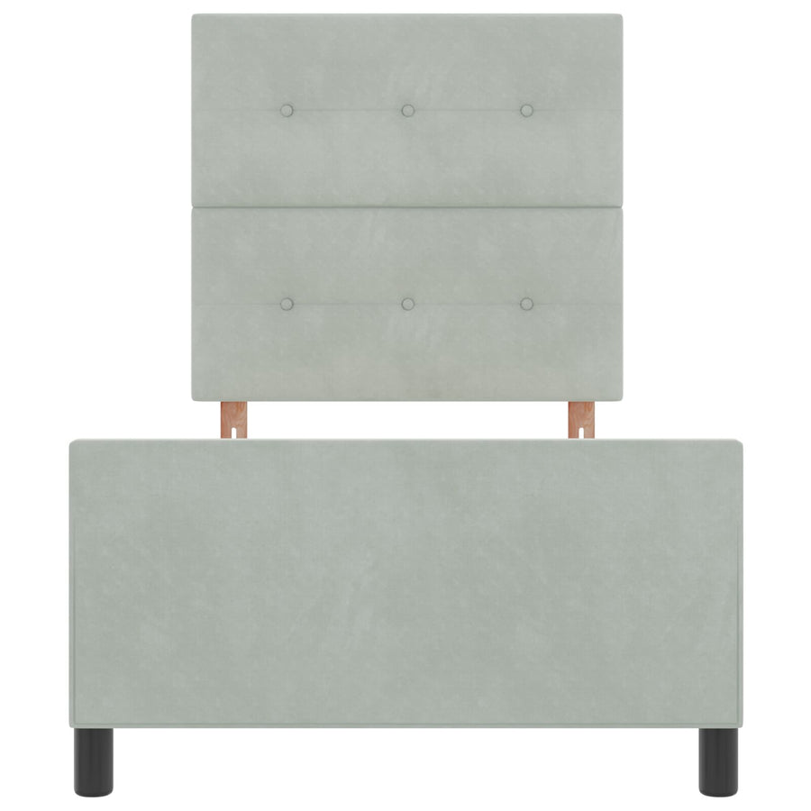 Bed Frame Lichtgrijs 90X200 Cm Velours Crème