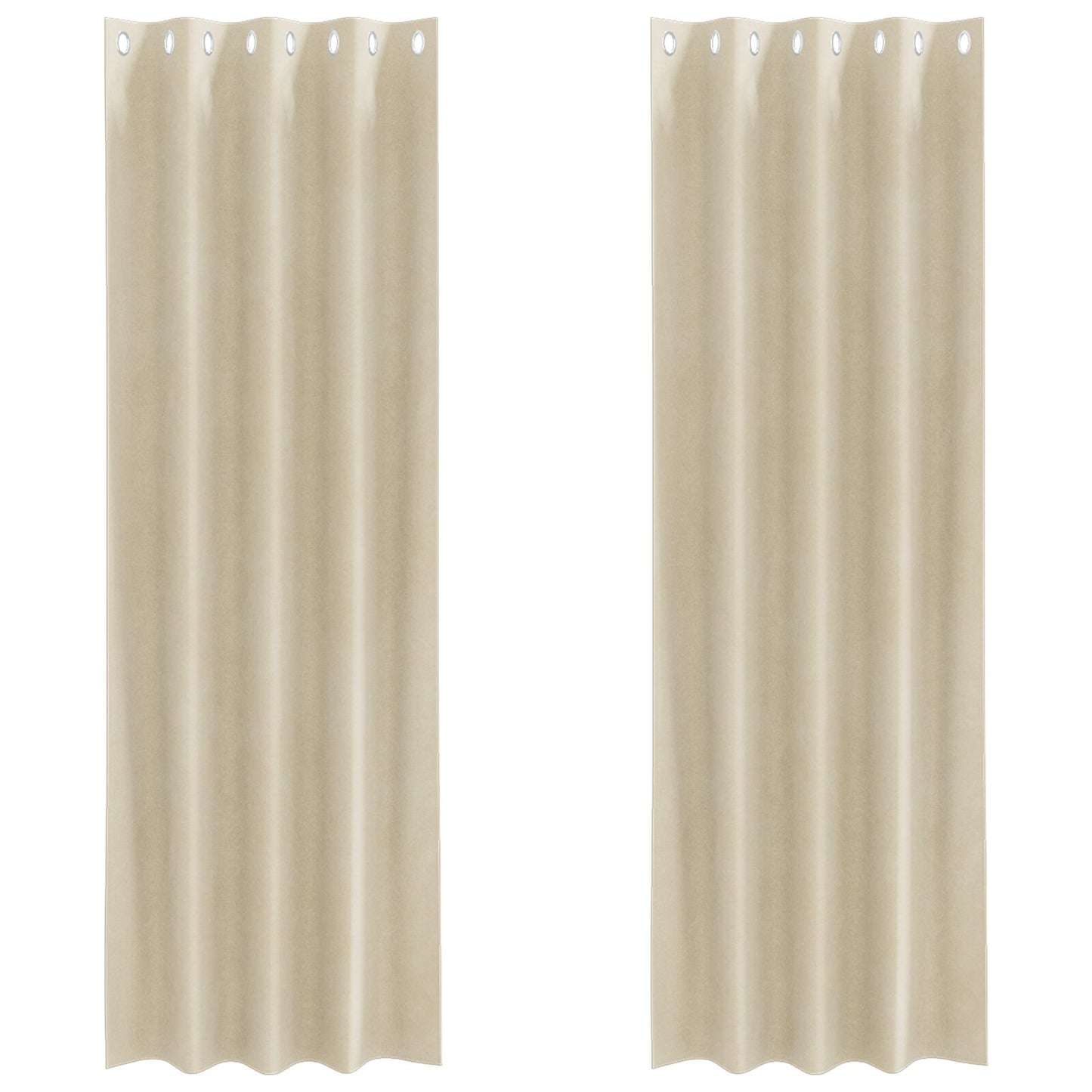 Zwarte Uiterlijke Gordijnen 2 Stuks Fluweel Crème 140 x 225 cm Met oogjes
