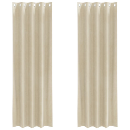 Zwarte Uiterlijke Gordijnen 2 Stuks Fluweel Crème 140 x 225 cm Met oogjes