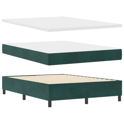 Boxspring Bed Met Matras Donkergroen 140X190 Cm Fluweel Blauw