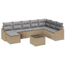 9-Delige Tuin Sofa Set Met Kussens Zwart Poly Rattan