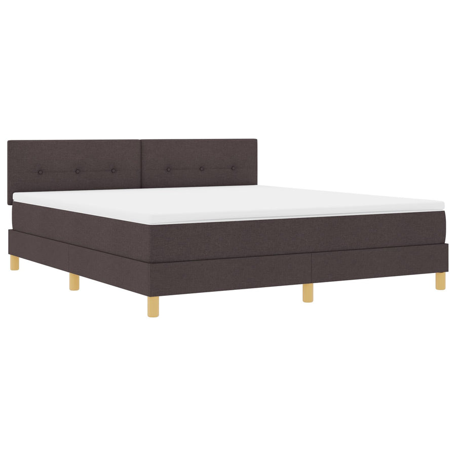 Boxspringbed Met Matras Stof Donkerbruin 180 x 200 cm Knoopgetuft