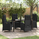 Tuinstoel verstelbaar poly rattan zwart (2 stuks)