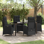 Tuinstoel verstelbaar poly rattan zwart (2 stuks)