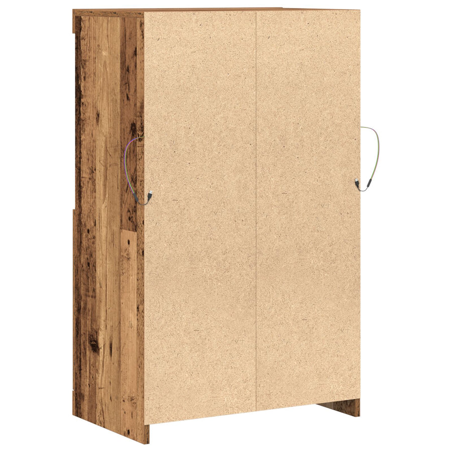 Dressoir Met Led-Verlichting Oud Hout 60X37X100 Cm Oude hout
