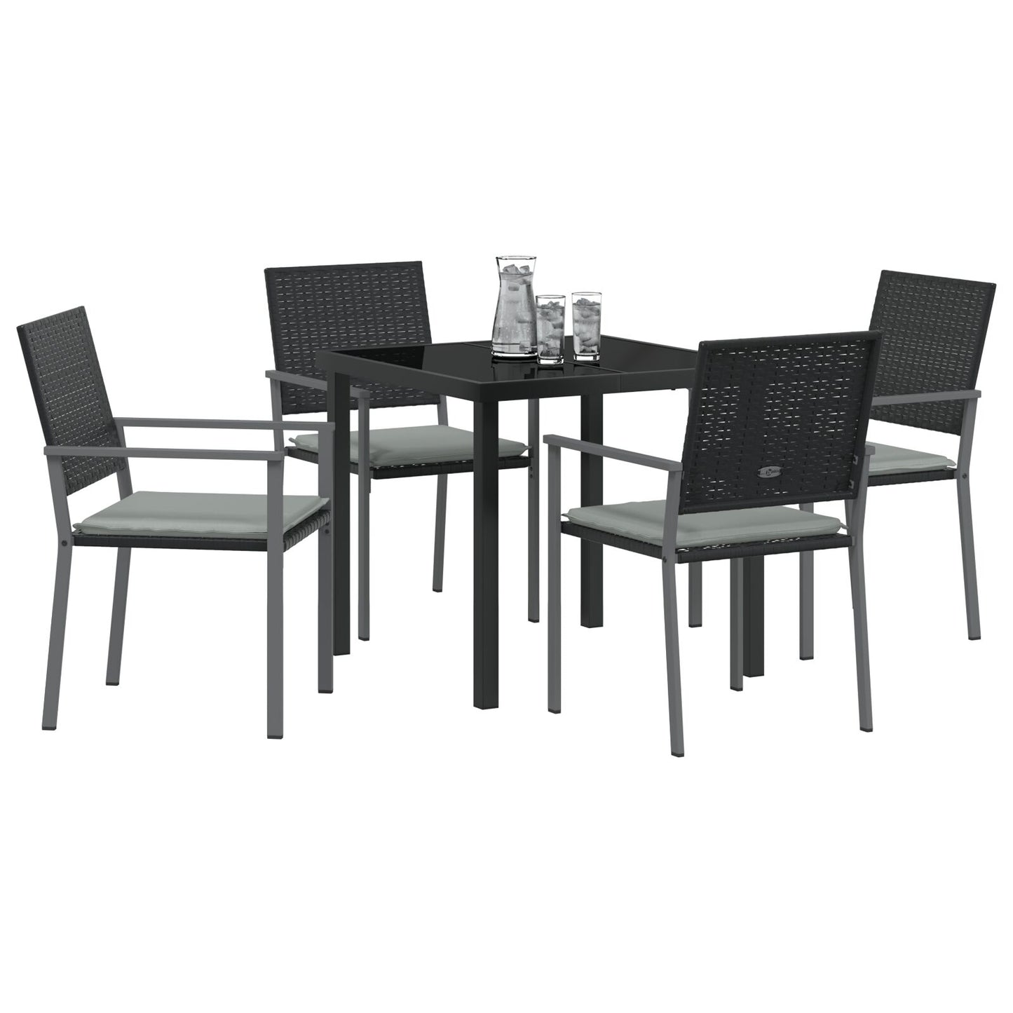 Set Van 3 Zwart Pe Rattan, Gepoedercoat Staal Standaard