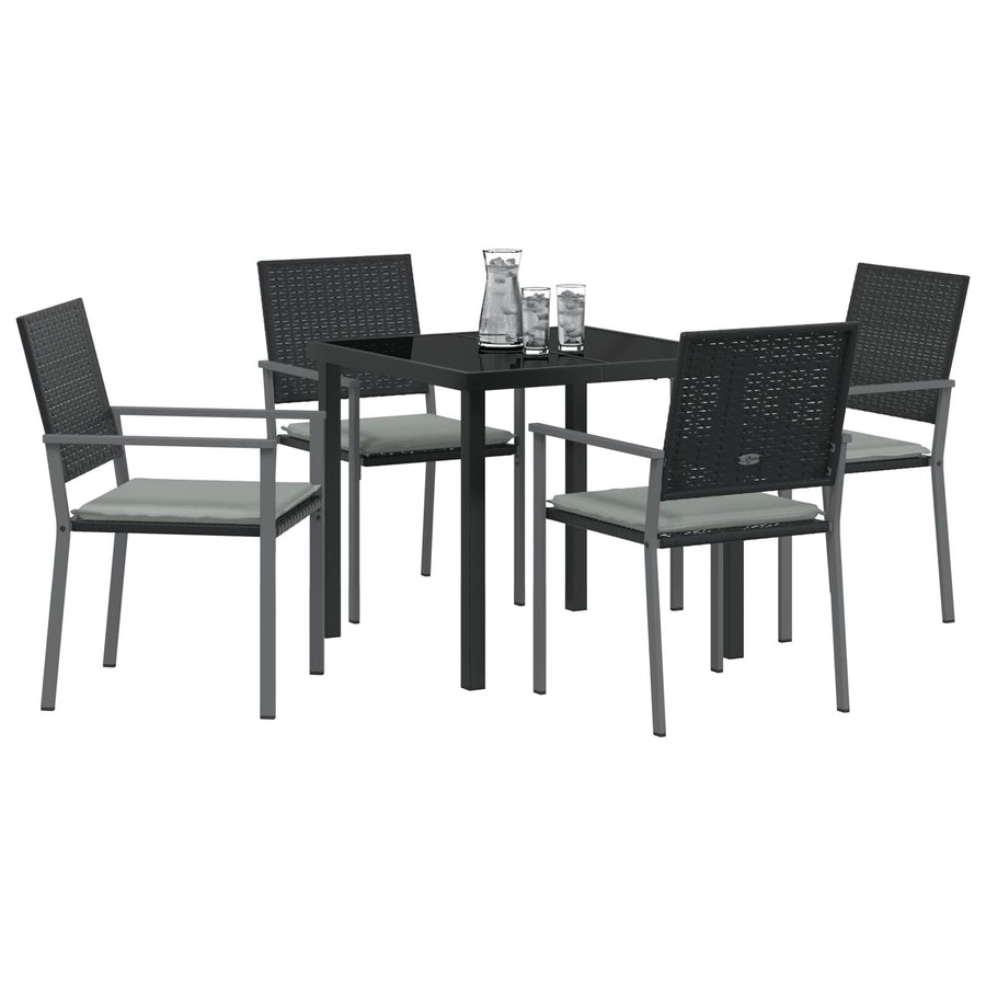 Set Van 3 Zwart Pe Rattan, Gepoedercoat Staal Standaard