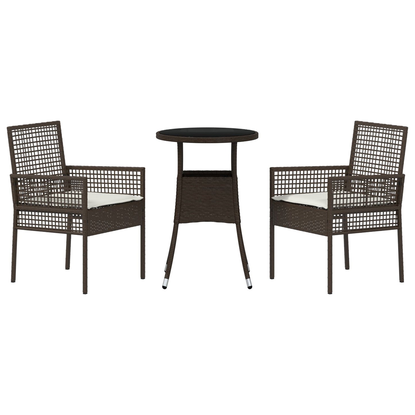 3-Delige Tuin Eettafelset Bruin Poly Rattan