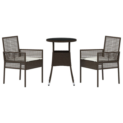 3-Delige Tuin Eettafelset Bruin Poly Rattan