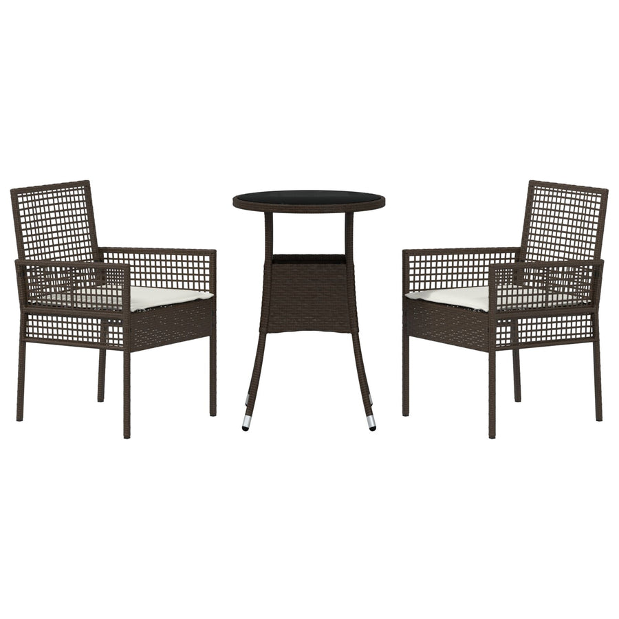 3-Delige Tuin Eettafelset Bruin Poly Rattan