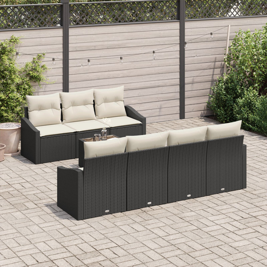 8-Delige Tuin Sofa Set Met Kussens Zwart Poly Riet