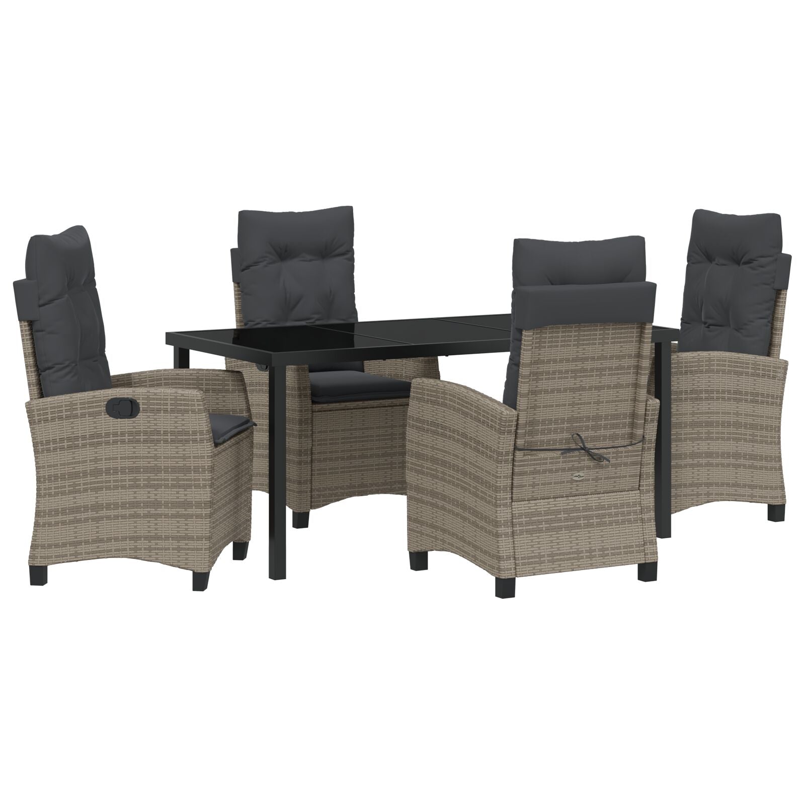 5 Delige Tuinset Met Kussens Grijs Poly Rattan